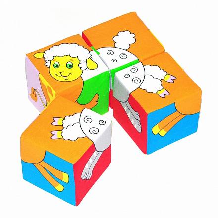 Набор из 4 кубиков - Домашние животные из серии Собери картинку 